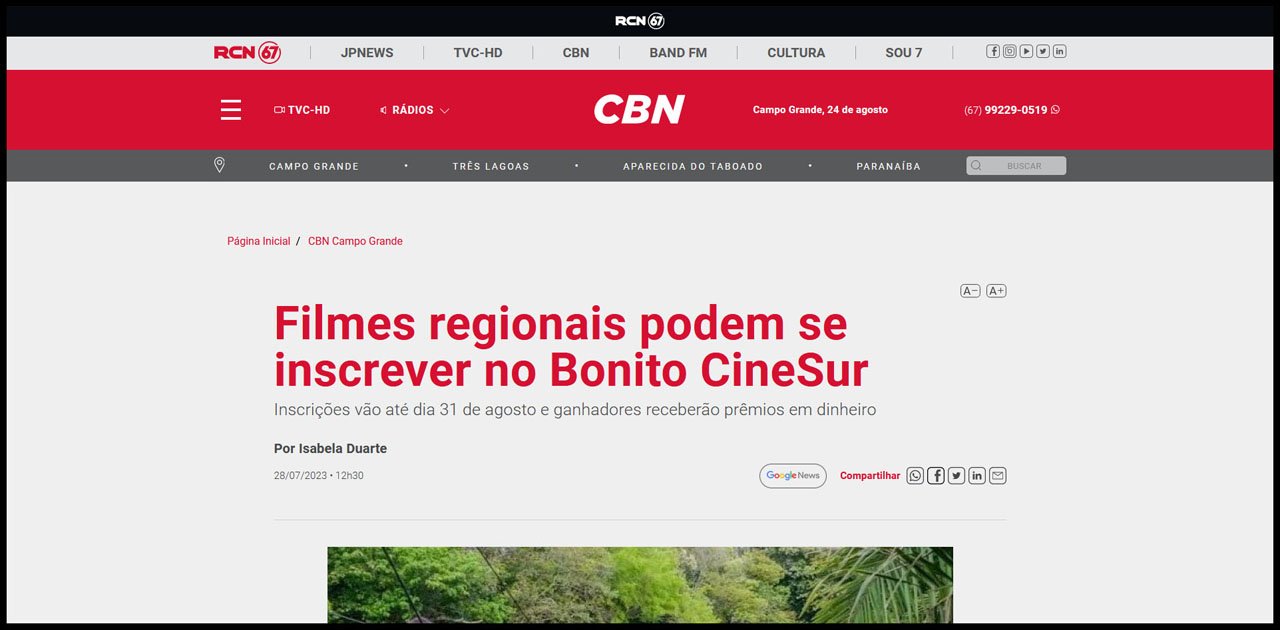 Filmes regionais podem se inscrever no Bonito CineSur