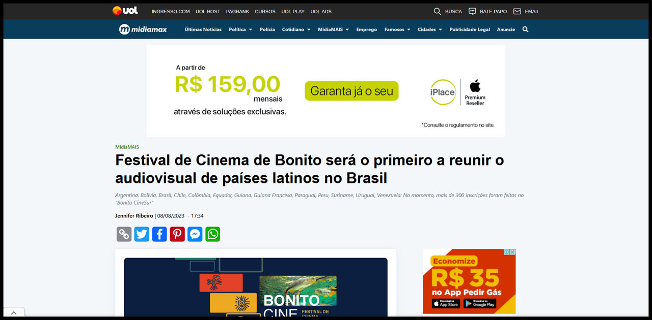 Festival de Cinema de Bonito será o primeiro a reunir o audiovisual de países latinos no Brasil