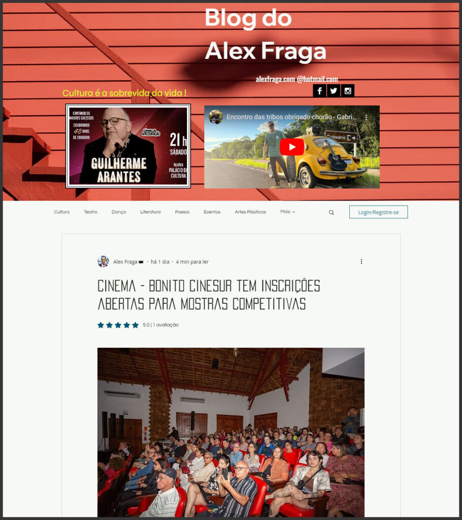 Blog do Alex Fraga: Cinema - Bonito Cinesur tem inscrições abertas para mostras competitivas