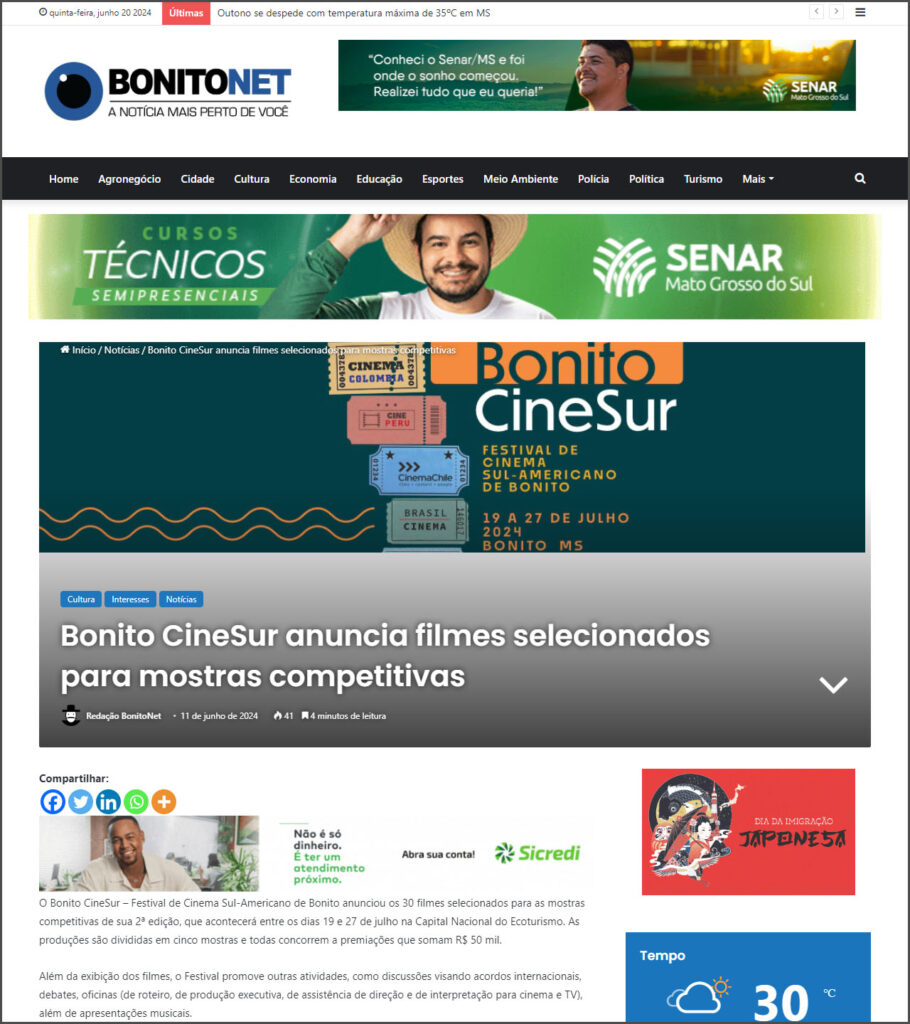 BonitoNet: Bonito CineSur anuncia filmes selecionados para mostras competitivas