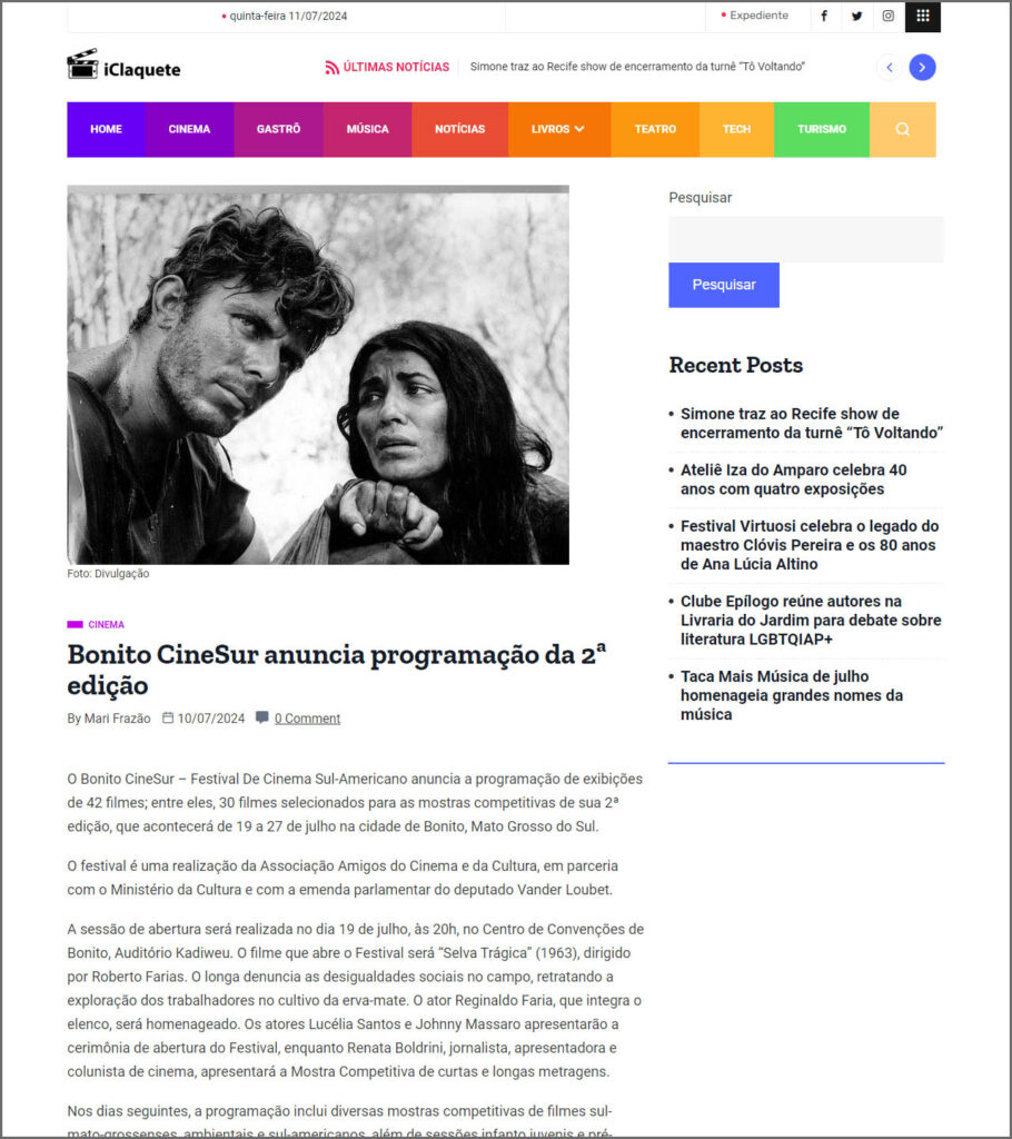 iClaquete: Bonito CineSur anuncia programação da 2ª edição