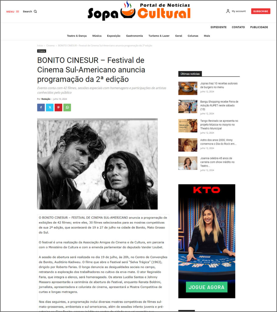 Sopa Cultural: Festival de Cinema Sul-Americano anuncia programação da 2ª edição