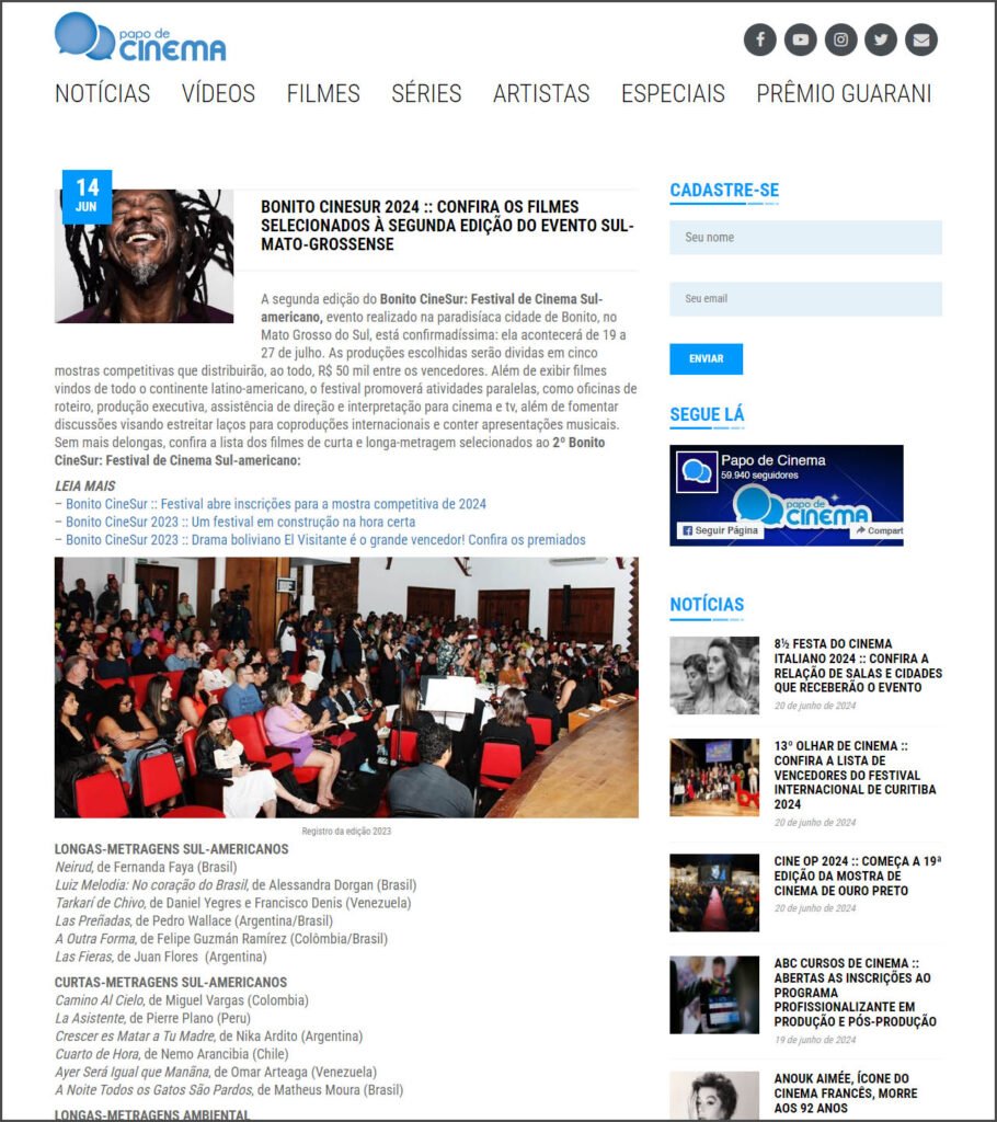 Papo de Cinema: Bonito CineSur 2024 - Confira os filmes selecionados à 2ª edição