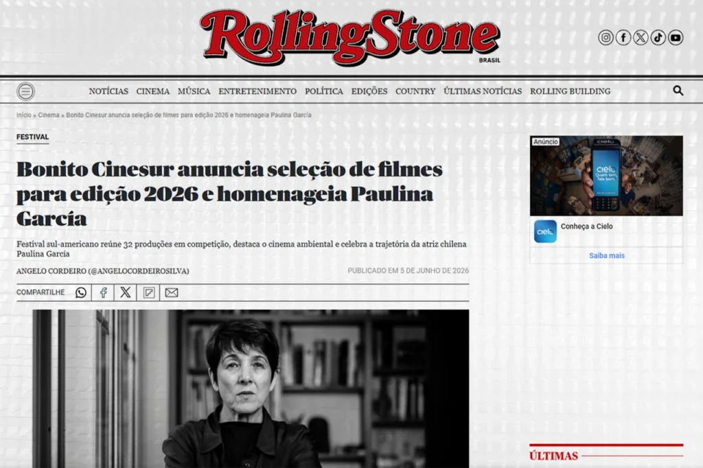Na mídia: Bonito CineSur 2026 anuncia filmes e homenageia Paulina García