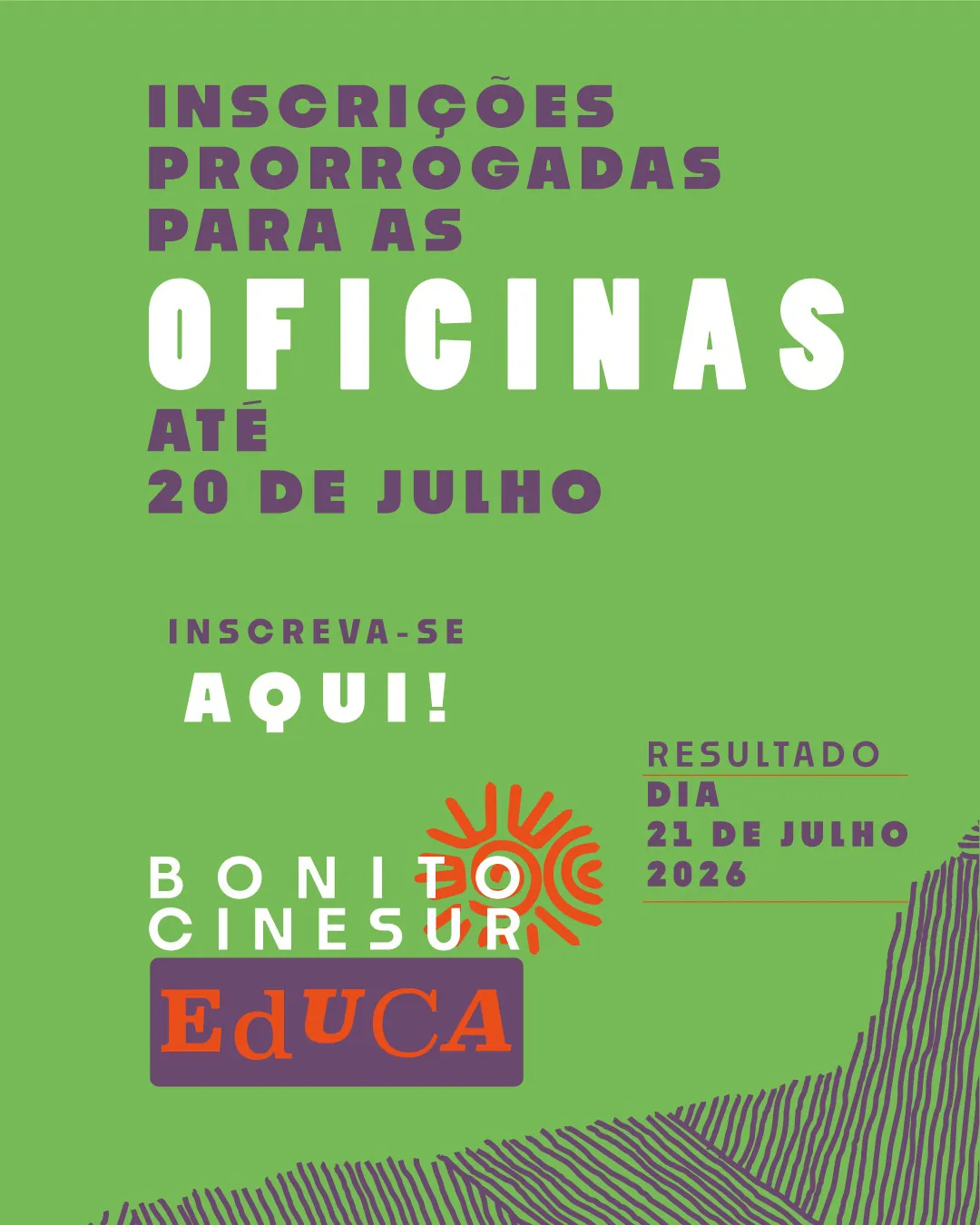 Inscrições para oficinas prorrogadas - 4º Bonito CineSur (2026)