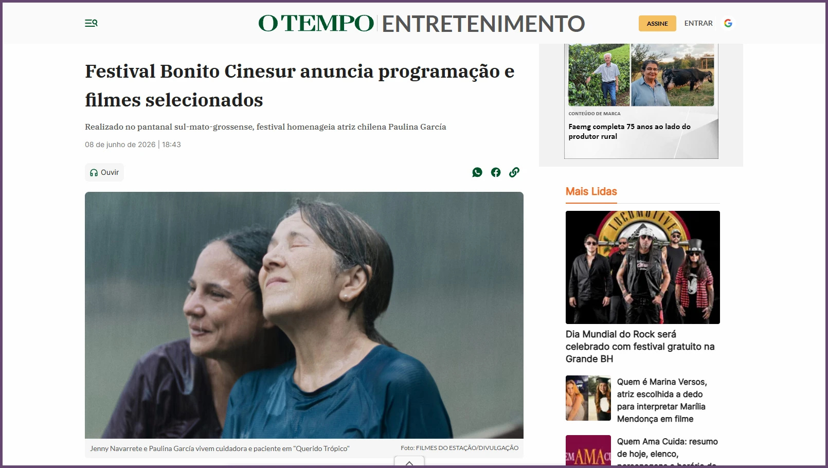 O Tempo: "Festival Bonito CineSur anuncia programação e filmes selecionados"