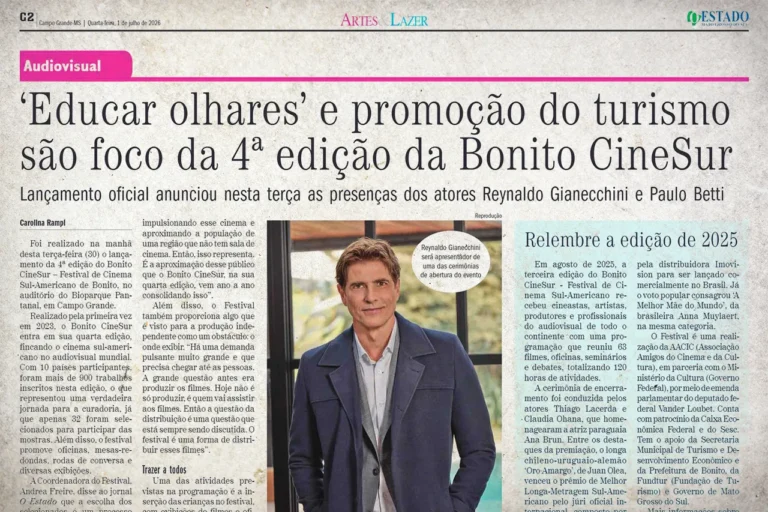 O Estado MS: 'Educar olhares' e promoção do turismo são foco do 4º Bonito CineSur