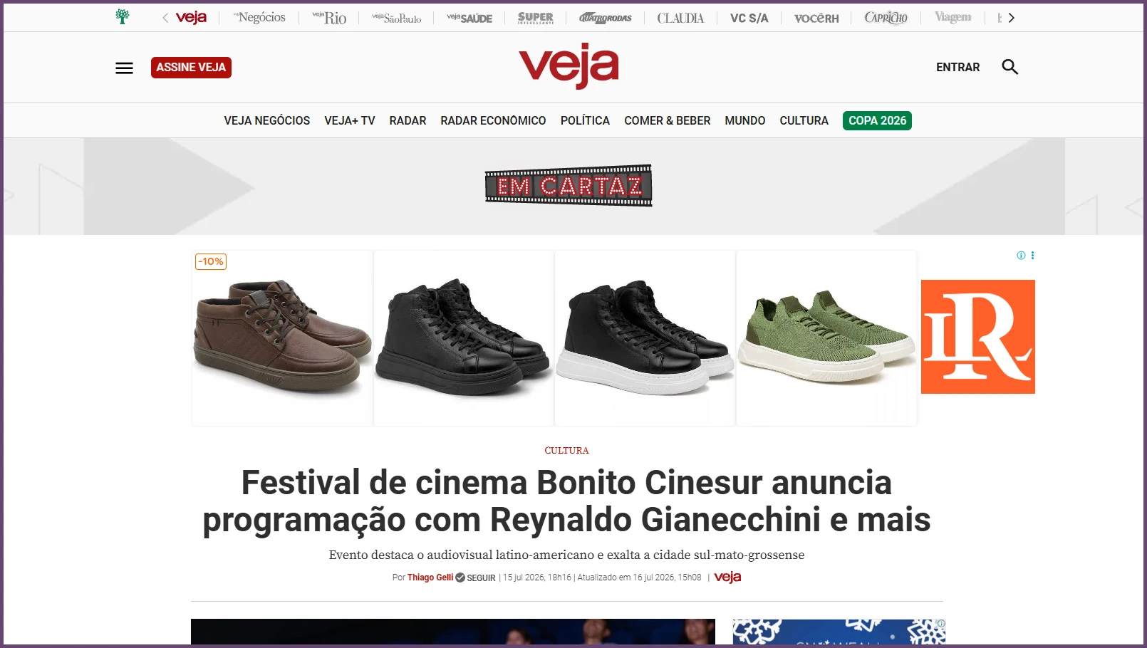 Veja: Bonito CineSur anuncia programação com Reynaldo Gianecchini e mais