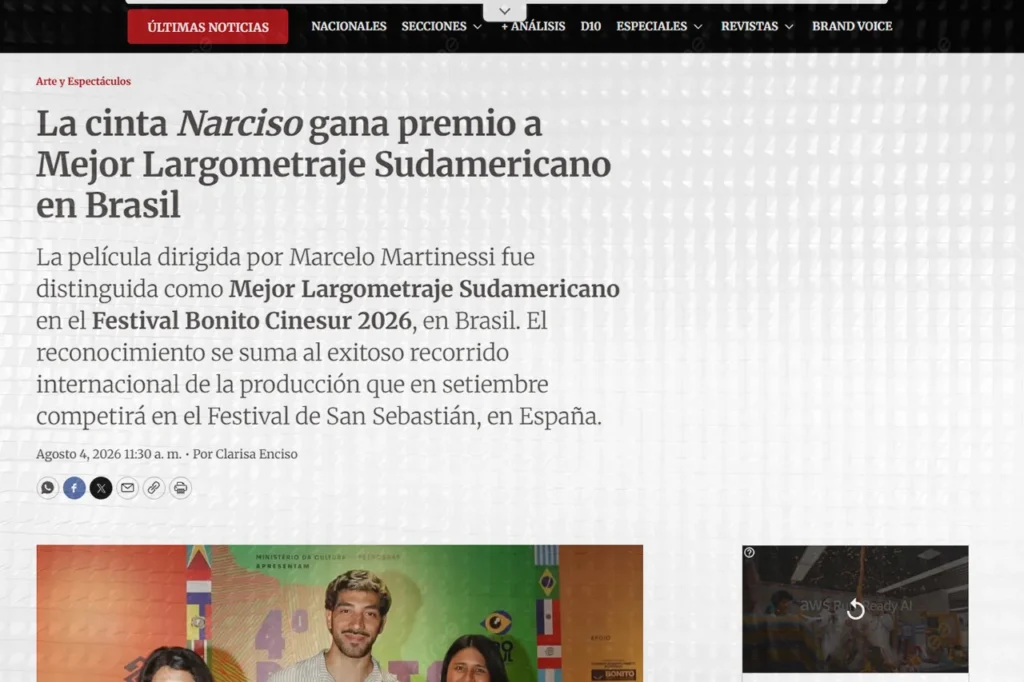 Última Hora PY: La cinta Narciso gana premio a Mejor Largometraje Sudamericano en Brasil